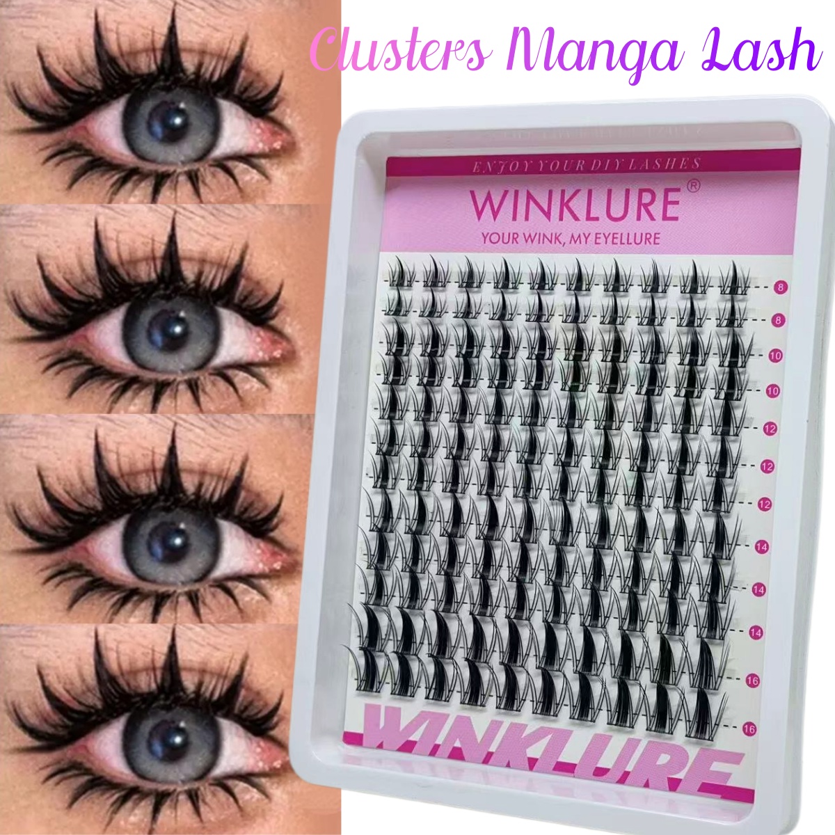 Lash Tray Organizer - Zestaw Kępek Rzęs WINKLURE Manga, Rzęsy